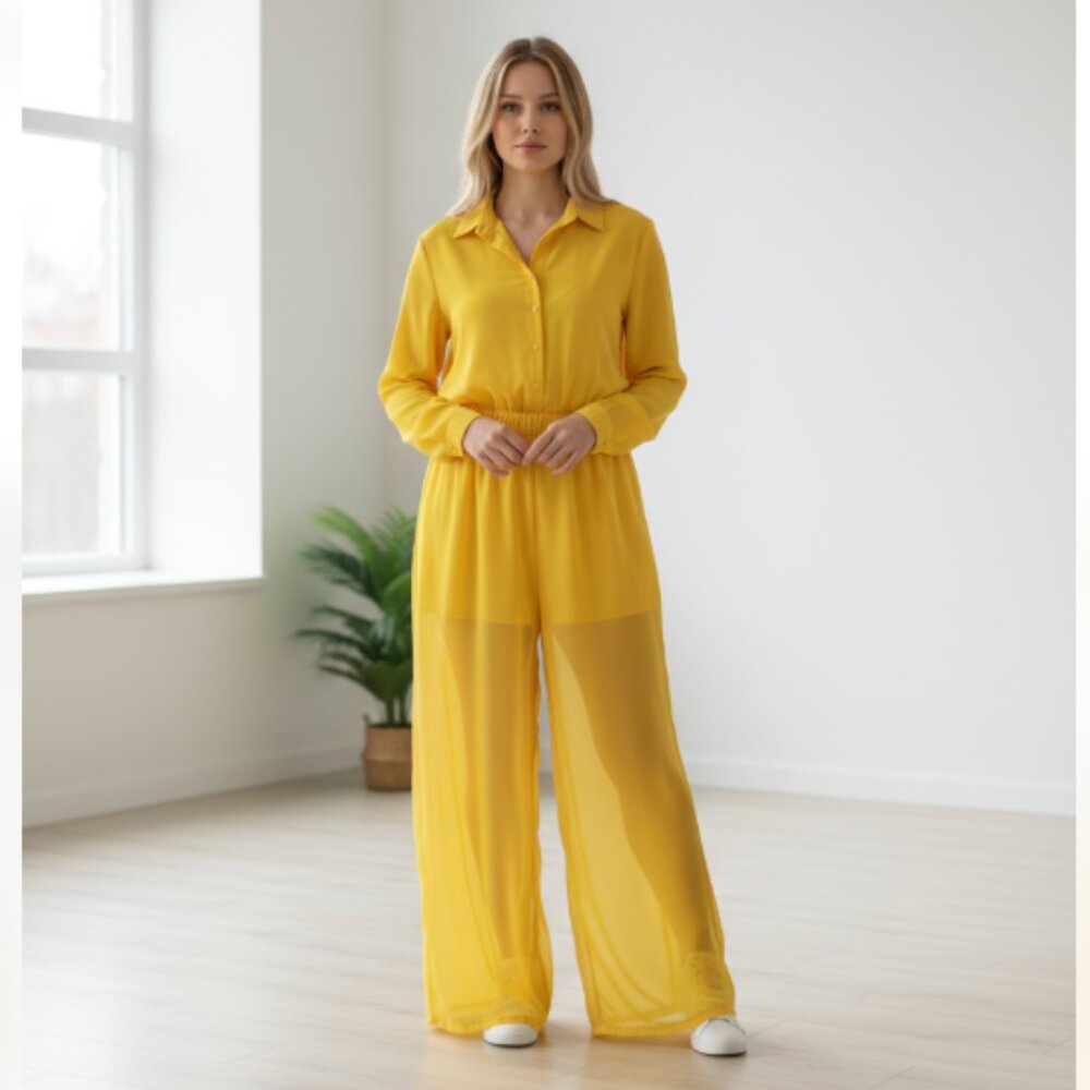 NWOT NINA PARKER Trendy Plus Size Button-Front Jumpsuit
